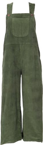 GURU SHOP Cord-Latzhose, Boho Hose, Jumpsuit, Overall - Olivgrün, Damen, Baumwolle, Size:L/XL