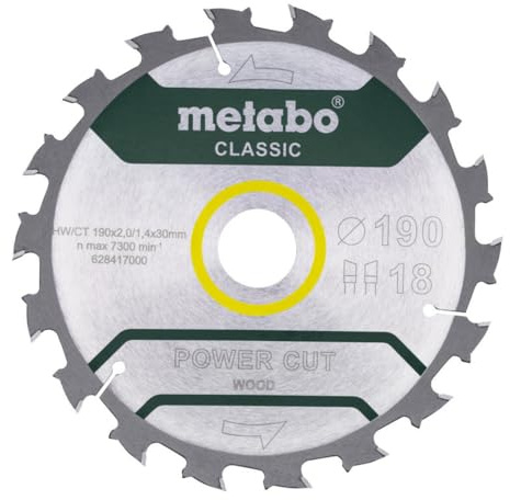 Metabo Sägeblatt power cut wood - classic, 190x2,2/1,4x30, Z18 WZ 5° /B