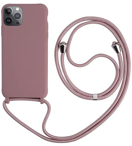 Keteen Handykette hülle für iPhone 15 Pro Handyhülle mit Band Slim Silikon für iPhone 15 Pro hülle mit Abnehmbar Kordel Stossfest Bumper Cover zum Umhängen Necklace Handyhülle für iPhone 15 Pro-Pink