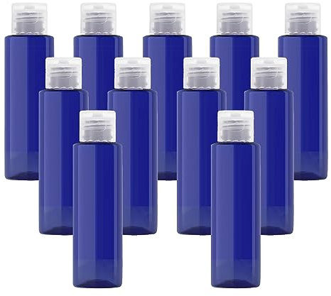 LusDoly 24 Piezas 100ml Azul Recargable Botellas de plástico con Tapa Abatible Blanco Botellas de Jabón Botes loción Botella