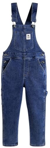 KIDSCOOL Little Big Girls Cargo Denim Overalls Bib Patch Jeans Jumpsuit