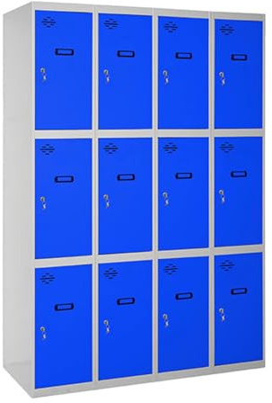 SimonRack Schließfachschrank aus Metall, 4 Module, 3 Türen, Metall, Grau/Blau, 1800 x 1200 x 500 cm