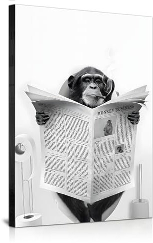 JNAOZI Peinture sur toile pour salle de bain en noir et blanc, noir et blanc, images sur toile, impression animale, poster de peinture sur toile, sans cadre (F3, 30 x 40 cm x 1)