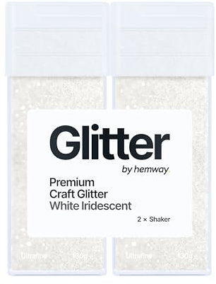 Hemway Premium Glitter Shakers - White Iridescent | Ultrafine Metallic Flake Sequins for Resin & Epoxy Crafts | Craft Supplies for Tumblers, Festival, Face, Body, Eye & Nail Art | 130 g (2 Pack)