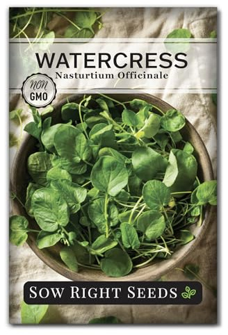 Sow Right Seeds - Watercress Seeds for Planting - Non-GMO Heirloom Packet with Instructions to Plant and Grow Home Garden - Fast-Growing Aquatic Vegetable with Edible Leaves - Fresh and Delicious