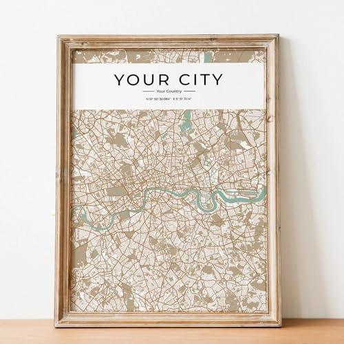 SHINERING Personalizado Negro Moderno Cualquier Mapa De Ciudad Arte De Pared Lienzo Póster Impresiones Pinturas Imagen Para La Decoración Del Hogar De La Sala De Estar A8 60X80Cm Sin Marco