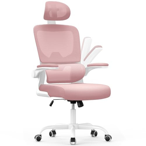 naspaluro Sedia da Ufficio Ergonomica Con Supporto Lombare Adattativo a Forma Di C, Poggiatesta Regolabile, Braccioli Ribaltabili, Poltrone Ufficio a Rete Traspirante per Scrivania, Casa,Nero