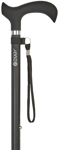 Gehstock Soft Melbourne ANTHRAZIT, Soft-Derbygriff schwarz, Leichtmetall matt-anthrazitgrau, verstellbar ca. 76-99 cm, bis 110 Kg, inkl. Tragschlaufe und Gummipuffer