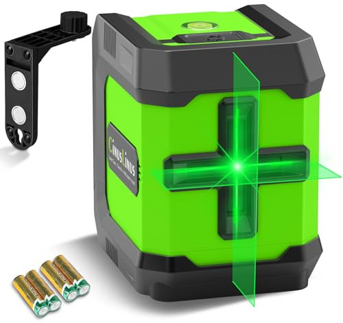 Laser Level, CinusLinus 100Ft Self-Leveling Green Laser Level, Cross Line Laser Leveler Tool for Construction DIY Light Duty Outdoor Indoor Project, L-Magnetic Bracket, Battery Included