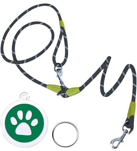 VEHYEGOI 1 Reflective Slanted Shoulder Leash, 1 Dog Tag, Dog Running Leash, Dog Walking Leash, Hands-Free Dog Leash Cross-Body, Long Dog Leash, Dog Waist Leash, Dog Leash Safety Wrist Strap