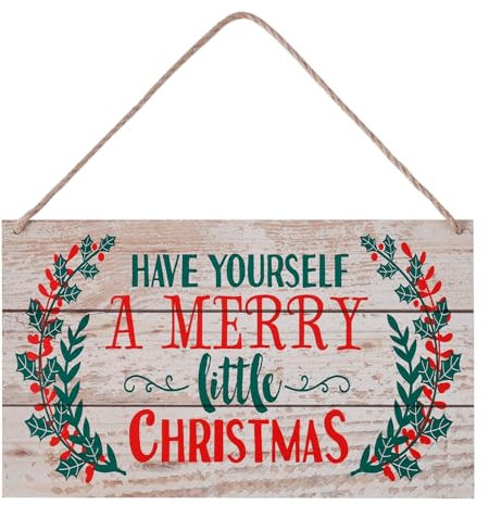 Gosknor Panneau Noël à Suspendre, 30x18cm Décorations de Porte de Noël Panneau Joyeux Noël pour Intérieur Extérieur Maison Bureau Salle de Classe Décoration de Vacances