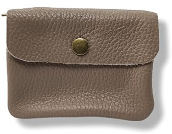 Générique Porte Monnaie Femme Cuir Irisé, Métalisé ou Grainé - Porte Carte Brillant ou Mat - 3 Compartiments - Etui RFID (Taupe Grainé)