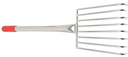 Handrechen 12 und Gummigriff , Silber mit 8 Zinken Edelstahl 6 Zoll