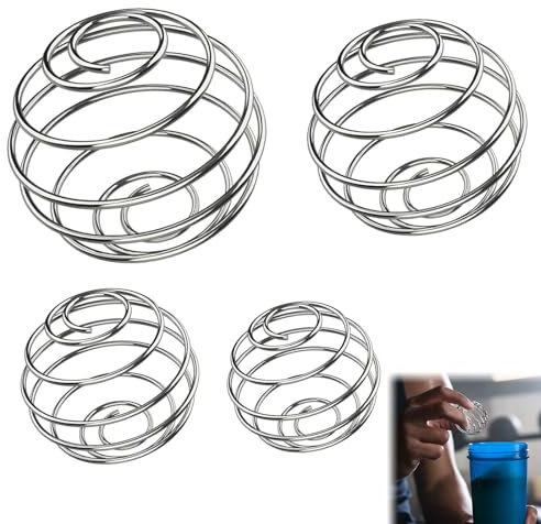 Bola Batidora De Acero,Bola de Mezcla de Acero Inoxidable,Mezclador Mezcla de Bolas,Bola De Shaker Proteinas,Mezclador de Proteínas para Bebidas Mezcladas,Botella Agitadora Resorte Metálico,4 PCS