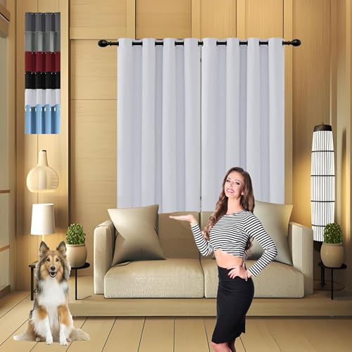 GOUSUN Vorhänge Blickdicht mit Ösen 70 x 190 cm Verdunkelung Blickdicht Hitzeschutz Schlaufenvorhang Gardinen mit Ösen für Schlafzimmer, Weiß