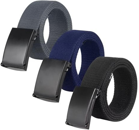 3 Stück Gürtel Herren Arbeitsgürtel, Verstellbarer Arbeitsgürtel Herren Ohne Löcher, Atmungsaktiv und Komfortabel, StoffGürtel mit Schnellverschluss, Unisex GürtelCanvas für Geschäft, Sport