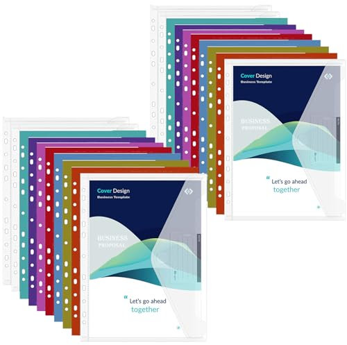 Fhlbestyu 10/20 PCS Dokumentenmappe A4, Dokumententasche A4 zum Abheftbar Wasserdicht, Sammelmappen für Dokumente Organisieren mit 11 Binderlöcher, Klettverschluss, Etikettentasche (20pcs-colorful)