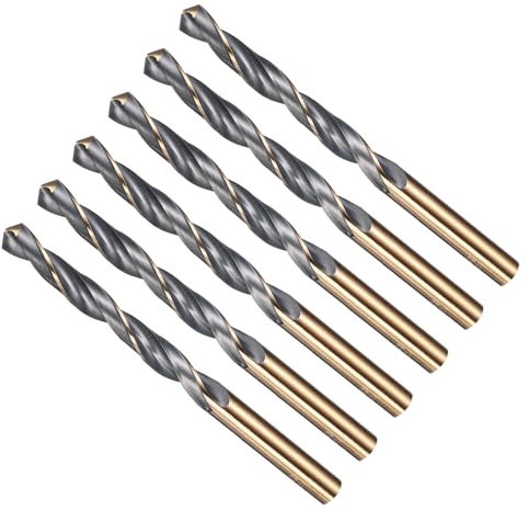 METALLIXITY 6PCS Foret Hélicoïdal, 8.5mm Mèche à Creuser Acier Rapide 4341, Tige Droite 118° Finition Noir et Or pour Cuivre Aluminium Bois Plastique Métal, Forets à Métaux de Dureté Moyenne