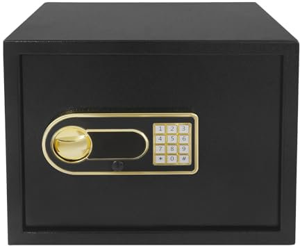 Elektronischer Tresor mit Zahlenschloss – Stahlsafe mit Notschlüssel & Feuerfester Dokumententasche, 30 L, Wandmontage möglich, Sicherheitsbox für Zuhause & Büro