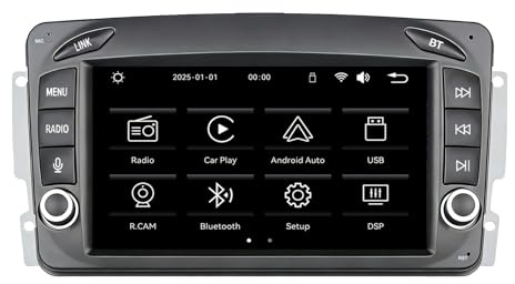 MAVYULQEF Linux Autoradio für Mercedes Benz C CLK G Klasse W203 W209 W463 Vito W639 W168 Blitzstart/Bluetooth/Wireless CarPlay/Android Auto/FM/AM/RDS/USB