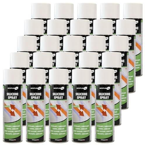 SIMPLETEK - 25 x Silicone Spray Sec 100% Silicone Sans Solvant 500 ml | Lubrifiant Détachant Anti-statique Diélectrique Hydrofuge (25 pièces)