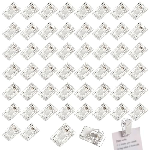 50 Pinces Couture Transparentes Auto-Adhésives, Clips de Fixation en Plastique 26x13mm pour Tissu, Pince Couture Clip, Travaux Manuels et DIY, Accessoires de Couture Mercerie