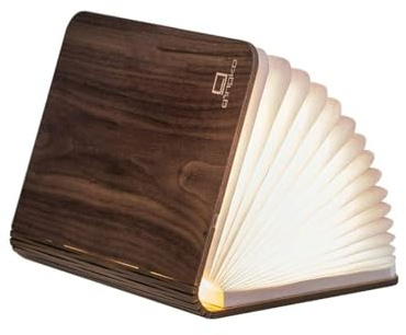 Gingko Design Smart Book Light – Large, Walnut Finish | Portable LED Folding Lamp | Natural Wood | Magnetic Design | Ambient Home Decor