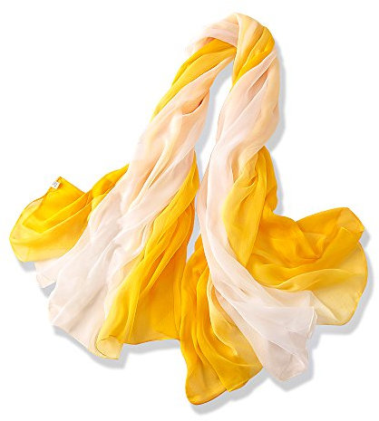 YFZYT Sommerschals Damen Mode weichen Schal Schal Hals Wrap Kopftuch Stola, Anti-UV Feder Stickerei Muster Chiffon Seidenschal Schal - Farbverlauf Farbe#12