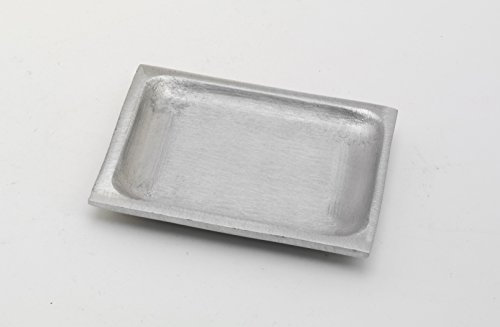 Kerzenteller rechteckig Messing vernickelt Silber matt satiniert (Innen 10 x 7 cm) für Kerzen, Hochzeitskerzen, Taufkerzen, Anlasskerzen
