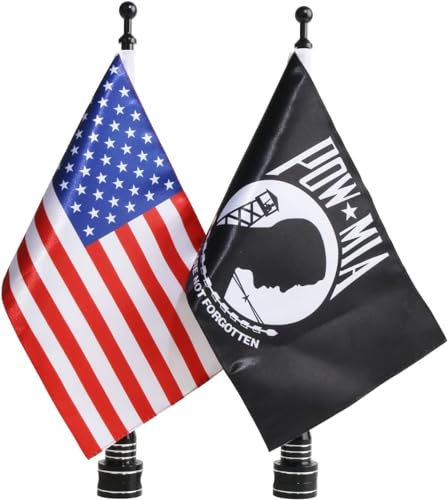 E-Most Verstellbare 15,2 x 22,9 cm amerikanische Flagge + Fahnenmast-Halterung & 15,2 x 22,9 cm Adler Flagge + Stangenhalterung, für Harley Davidson Honda Goldwing CB VTX CBR Yamaha