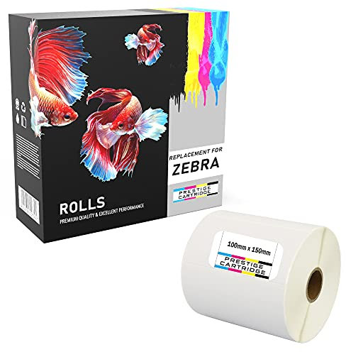 500 Zebra 100mm x 150mm Thermoetiketten (500 Etiketten pro Rolle) kompatibel zu Zebra Etikettendrucker - 1 Rolle