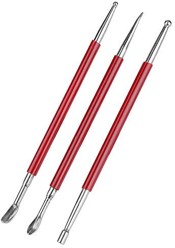 Hztyyier Kit de Herramientas de Artesanía en Cuero, 3 Piezas, Herramientas de Tallado y Modelado para Bricolaje, con Cuchara de Punteado