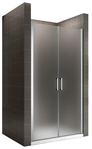 i-flair Duschtür LARA 89x195 cm Verstellbereich von 89-92 cm, Höhe: 195 cm, Duschabtrennung aus 6 mm satiniertem ESG Sicherheitsglas mit Nanobeschichtung und Edelstahlgriffen – NF