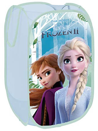 Superdiver - Contenedor plegable de Elsa y Anna, Licencia Oficial Disney Frozen: Para guardar y almacenar juguetes y ropa - 36x36x58 cm - Fácil de guardar. Perfecto para niños y niñas.