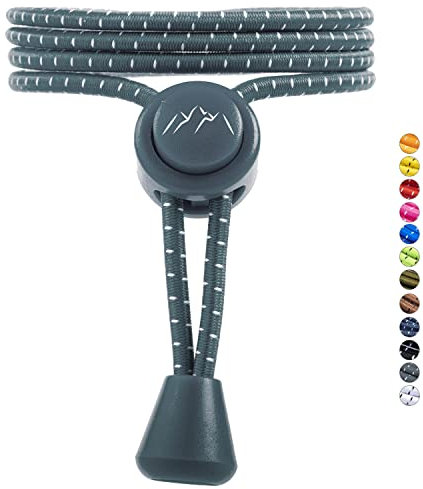 EVEREST FITNESS Sport-Schnürsenkel mit Schnellschnürsystem, elastisch, 5 Paar- schleifenlose Schnürsenkel mit Schnellverschluss (Grau)