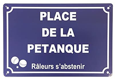 FÉENOMENN Plaque Métal Déco Vintage - Place de la Pétanque - Panneau Rue - Humour (20x30cm)