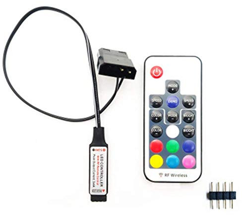 NMD&LR Controller per Effetti di Illuminazione per Ventole del Computer, 5V 3-Pin / 12V 4-Pin RGB Fan Equipment Wire Control/Telecomando con Interruttore On/off E Regolazione della Luminosità