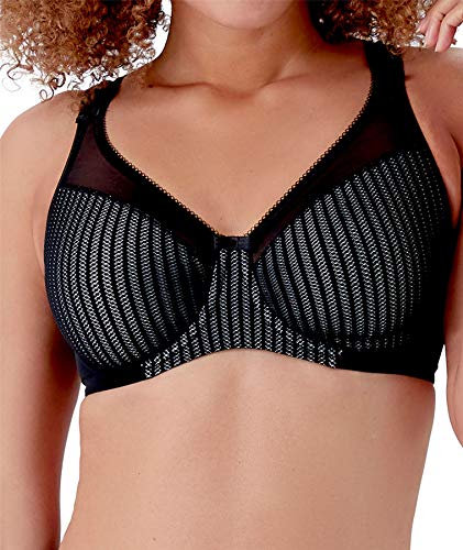 Berlei Beauty Stripe B541-BKG Women's Black/Grey Lace Non-Padded Underwired Minimizer Bra 36G