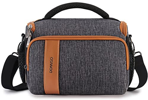 DOMISO Sacoche pour Appareil Photo Reflex DSLR Appareil Photo Sac Bandoulière Sac à Main Housses, Gris Foncé