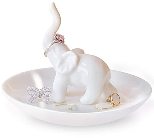 Aloe Cactus Elephant Ring Holder Cat Jewellery Tray Gifts for Women, Girls, Her, Boyfriend, Lover, Birthday, Christmas, Housewarming, Wedding Gifts, Ceramic