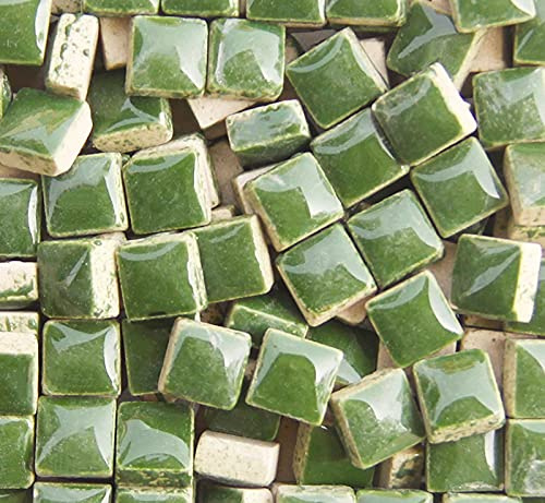PINUO&KE 200 Stück/200g Mosaik Fliesen Quadrat Keramik Mosaik Fliesen Quadrat 1x1cm Mosaik Stücke für Home Decoration DIY Handwerk Mosaik Fliesen Projekte - Dunkelgrün