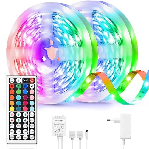 Led Strip 15m,RGB LED Streifen Farbwechsel Led Lichterkette mit Fernbedienung Leiste Band für Zuhause Schlafzimmer TV Haus Schrankdeko Küche Party