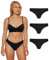 Snocks Tanga Damen Microfaser (3er Pack) - String Damen Klassisches Design - Angenehmes Tragegefühl ohne Einschneiden - Unsichtbare Unterwäsche im Alltag - Schwarz - M