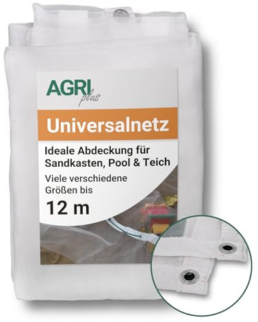 AGRI plus Universalnetz für Sandkasten, Pool & Teich | 8 x 8 m | Verschiedene Maße | Netz engmaschig 0,8 x 0,8 mm I Abdecknetz mit Ösen I Schutznetz UV-beständig & wasserdurchlässig