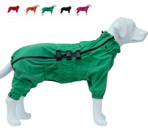 wasserdichte Hundejacke, leichte reflektierende Sicherheits-Hunderegenjacke, Winddichte und schneesichere Hundeweste für kleine, mittelgroße und große Hunde. Green XXXL