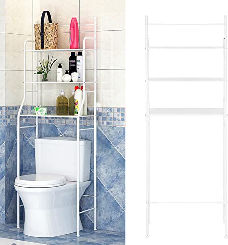 MINGYI Etagère de Salle de Bain 3 Étagères, Meuble de Rangement au-Dessus des Toilettes WC ou Lave-Linge avec 3 Tablettes, Meuble Etagères de WC (Blanc, 55×26×165 cm)