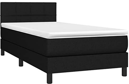 vidaXL Boxspringbett, Bett mit Matratze Kopfteil, Einzelbett Bettgestell mit Lattenrost, Polsterbett Bettrahmen, Schwarz 80x200cm Stoff