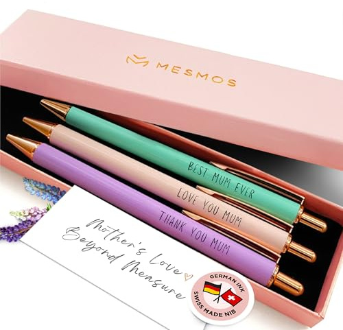 MESMOS 3Pk Fancy Pens for Mum, Best Gifts for Mum Unique, Presents from Daughter or Son, Cool Happy Birthday Mummy Gifts Who Has Everything, Best Ever Smooth Writing Nice Pen Set