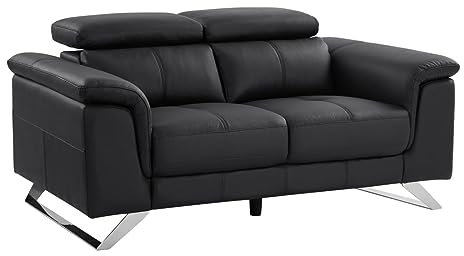 Vente-unique-Sofa 2-Sitzer - Rindsleder - Schwarz - BREYT II