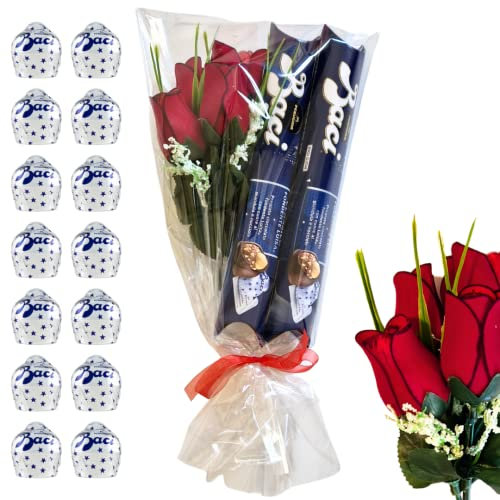 NARAMAKI Baci Perugina San Valentino e Festa della Donna 2025 - Bouquet di Rose Artificiali + 2 Tubi Baci perugina da 87,5 gr Ciascuno